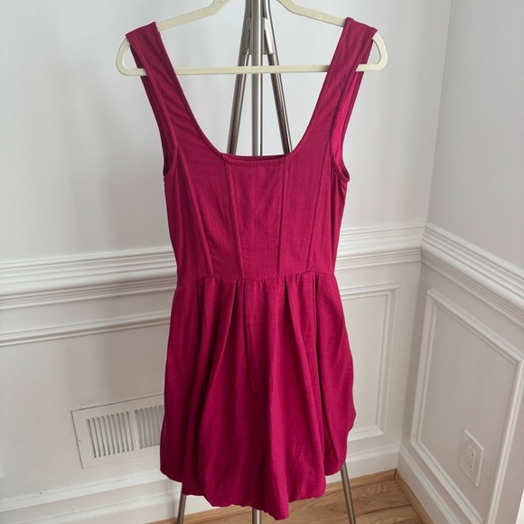 AURETA STUDIO Anthropologie Corset Bubble Dress with Pockets in Raspberry Size 6 - Picture 7 of 11